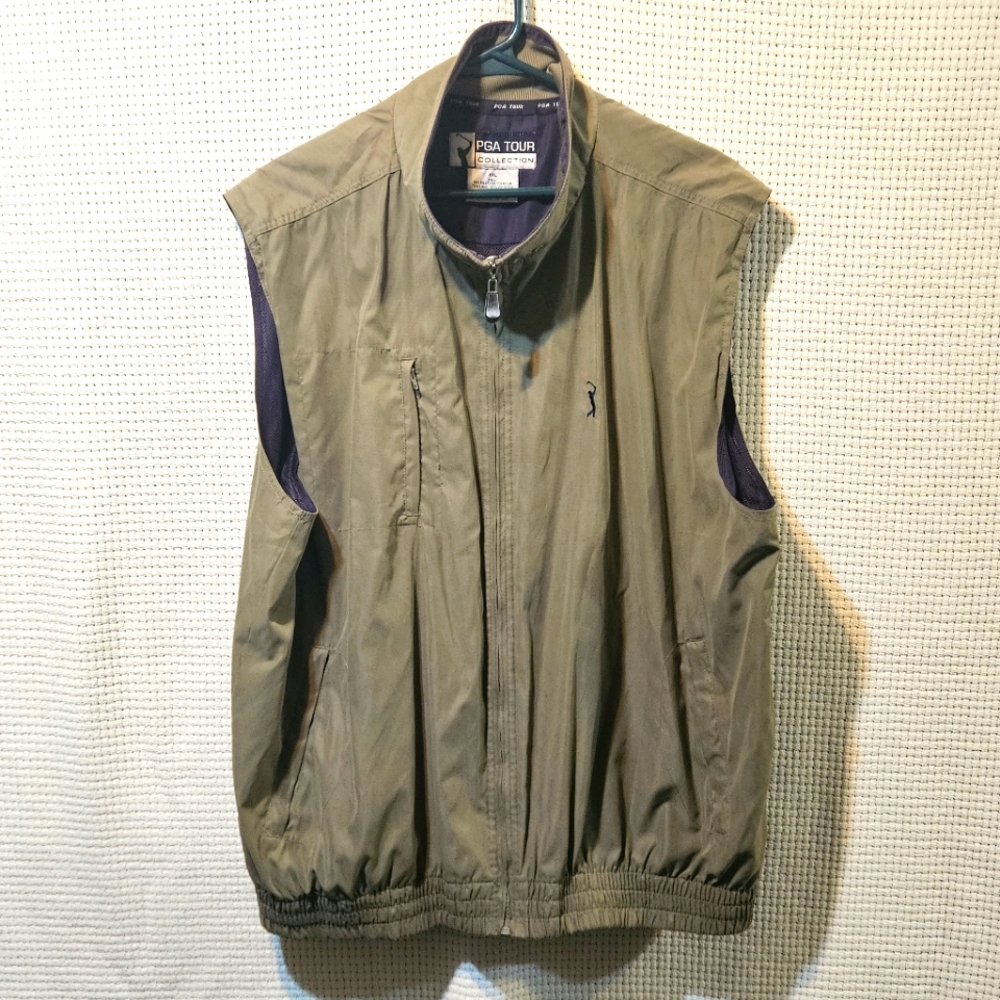 PGA Tour Men's Tan Sleeveless Jacket Xxl